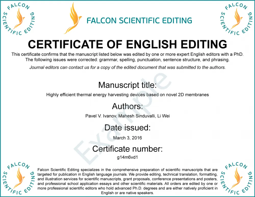 Free English Editing Certificate with Editing Order